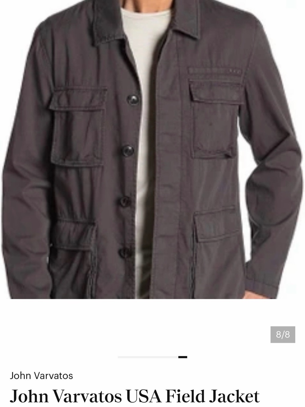 John Varvatos Men’s Field Jacket in Gray